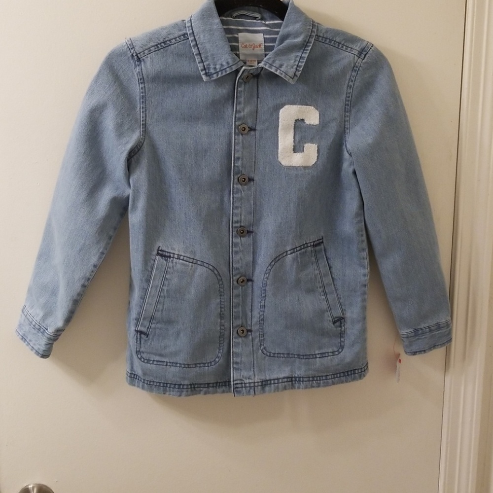 Girls Blue Denim Coat sz M(8/10)